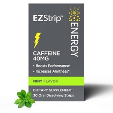 이지스트립 에너지 보충제 민트 맛 30 카운트 하루에 활력을 불어넣고 성능을 향상시키는 데 도움이 되는 40mg 카페인 스트립 용해 산 설탕 및 글루텐 프리, 에너지 보충제 - 민트 맛 30개입 40mg 카페인 함, 1개