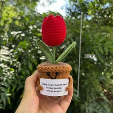 크로 셰 뜨개질 꽃 인공 튤립 화분에 심은 손으로 짠 식물 손님을위한 니트 해바라기 결혼 선물 홈 인테리어, A2