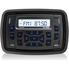 블루투스 해상 라디오 수신기 방수 - ATV UTV RZR 모터사이클 골프 카트 스파 파워스포츠용 서브우퍼 USB AUX AM FM이 장착된 200와트 보트 스테레오 헤드 유닛, 블루투스 해상 라디오 수신기 방수 - ATV UTV R