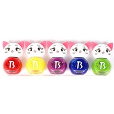 Bobble Kids 貓咪兒童指甲油 5入盒裝 水性 無毒, 1個, 素色系