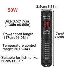 봉히터 온수히터 물데우기 수족관 히터 어항 LCD 디스플레이 디지털 온도 조절기 수중 가열봉 일정 제어 220v, [01] 50W