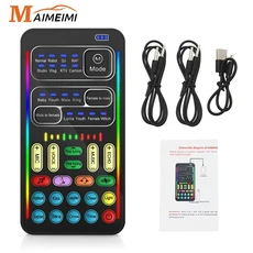 i9 보이스 체인저 미니 다중 오디오 효과 Bluetooth 호환 라이브 사운드 카드 초박형 휴대용 마이크 도구, 01 i9