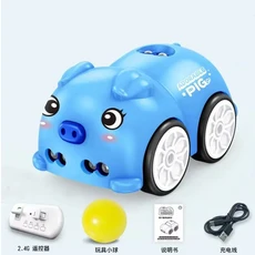 RC 지능형 미니 버스 매직 지능형 리모컨 만화 미니카 제스처 스마트 전기차 어린이 장난감, 캐리와 장난감 친구들, Blue Piglet