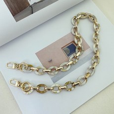 QiYuQoo 아크릴 체인 액세서리 스트랩 어깨 끈 어깨 어깨 어깨 가방 겨드랑이 가방 체인 단일 구매 교체 DIY 체인 장식 체인, 레트로 화이트 40cm, 1개