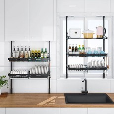 스테인리스 주방선반 창문형 길이조절 식기건조대, 23. 68110x40타입A 2단