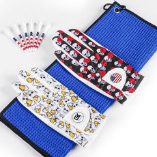 GKAND &i 골프 글러브 남성 오른손잡이 골퍼 왼손 가치 2팩 볼 마커 1 타월 6 USA 플래그 티 3 1/4 남성용 여름 통기성 장갑 세트, 장미+맥주