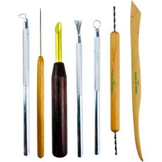 ARTISTS BEST 프라모델 아트 나이프 클레이 모델링을 위한 아티스트 베스트 7 조각 세트 홀 커터 드릴 리본 와이어 바늘 성형 도구 포함 Q1695662, 7Piece