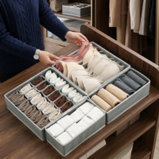 노벨띵즈 칸칸분리 깔끔정리 속옷 양말 정리함 서랍수납 4종, 1세트, 그레이