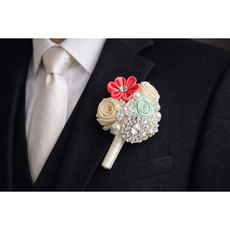 4개 수제 부토니에 남성용 설날 명절 액세서리 유니크 정장 코사지 선물 Elegant Fabric Lapel Pins for Gentlemen brooches