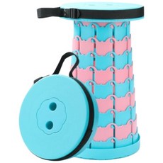 라온플렉스 휴대용 접이식 자바라 의자 높이조절 캠핑 스툴 아코디언 폴딩 체어 간이 대기, 투톤 하늘, 1개