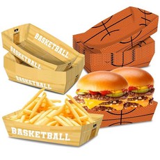 접이식 필요 없음 50팩 0.9kg(2파운드) 축구 파티 장식 축구 종이 음식 트레이 축구 생일 파티 용품 축구 일회용 장식 접시 축구 파티 슈퍼볼 파티 선물, basketball-50PCS