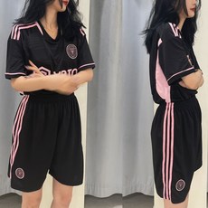 여자 축구 유니폼 트레이닝복 예쁜 단체복 박시티 블랙 티셔츠 핑크, B.블랙