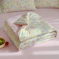 물세탁 가능한 면 여름용 이불 에어컨 이불 세탁기 사용 가능한 얇은 이불, 150*200cm 싱글 여름 이불, 숲 속의 버섯집