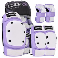 COSMOID 여성/남성/청소년용 무릎 패드 성인용 및 팔꿈치 패드 롤러 스케이트 스케이트보드 스케이트보드 스쿠터용 손목 가드 포함(블랙 미디엄) 255686, Purple, Small ( 55 95 lbs ), 1개, 퍼플