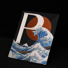 《鈦片工坊》Vespa 浮世繪 海浪 神奈川沖浪裏 P牌 黑色四角P 衝刺/春天/GTS/LX 鈦片 偉士牌前LOGO, 1個