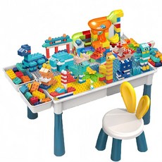 린보 와이드 테이블 블록 창의력 장난감 좌식형 접이식 블럭책상 288PCS + 의자 포함, 650*330*480mm, 1개