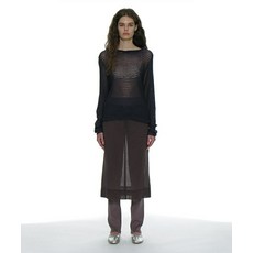 매장정품 파르티멘토 PARTIMENTO WOMEN 쉬어 미디 스커트_차콜 PW-24130 688017