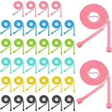 Caeuiciw 줄넘기 36개 컬러풀 110개 용 조절 가능한 야외 피트니스 운동 훈련 레이싱을 위한 엉킴 없는 플라스틱
