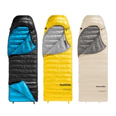 NH 네이처하이크 CW400 오리털 침낭 겨울 캠핑 휴대용 침낭 동계 경량 망토 이불, 4개, CW400 블랙 M