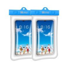 1+1 스마트폰 에어 방수팩 IPX8 등급 UB 물놀이 수중터치 원터치 잠금, 블루+블루, 2개