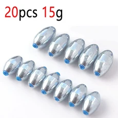5/20개 알로이 에그 슬라이딩 싱커 중공 올리브 낚시 4~15g 탄소강 납 무게 러닝 보트, 11 20pcs 15g