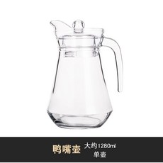 玻璃杯冷水壺 加厚大容量 涼水壺 飲料壺 果汁壺 紮啤壺 喝水杯, 1個, 單衹鴨嘴壺 冷水壺