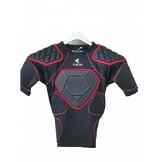 럭비 숄더 패드 충격 보호 의류 스포츠 타이트 상의 통기성 좋은 장비 속건성 기능성 아머 스타일 운동용 활동성 강화 디자인, 1개, C_레드