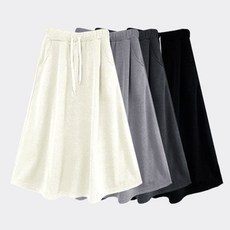 여성 A라인 캐주얼 밴딩 기모 롱 스커트K*SE