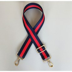 【mamabao】包包背帶 可調節長短 民族風帆布肩背帶 側背帶 斜背帶 替換背帶 相機背帶, 1個, 條紋-藍紅藍+金鈎