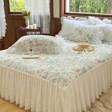 BXTBX 순면 레이스 침대커버 매트리스커버 + 베개커버 2p