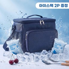 올라데이 아박 쿨러백 보온 보냉 도시락 가방 + 아이스팩 2P, 딥 씨 네이비, 1개