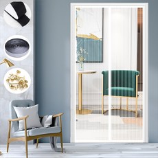 출입구 자석 방충망 방문 커튼형모기장 자석식 방충망, 화이트A, 80x205cm