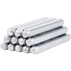 베네크레아트 12개 3mm 금속 스탬프 펀치 세트 하트 스타 패턴 디자인 보석 가죽 및 목재 인쇄용 엠보싱 조각하기, Heart Star