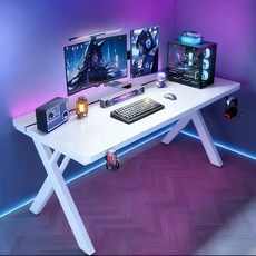 H N Quality Home 프리미엄 원목 파티션 게이밍 테이블, 흰색