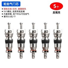 好物推薦 銅製輪胎氣門芯銅鍍鎳美式氣嘴芯5V1螺紋內置彈簧美嘴通用氣芯, 1個, 美式氣芯5個(銅鍍鎳黑圈)