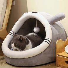 바이샌드 강아지 고양이 집 하우스, 1개, 그레이둥근귀