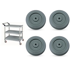 서빙카트 회색 고무바퀴 (훨만 4개 - 1세트) 100mm(4인치) 바퀴교체 수리, 훨만 4개 - 1세트 (100mm)
