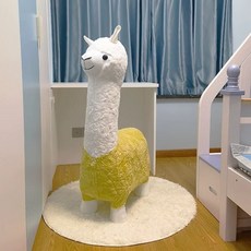 알파카 스툴 귀여운 라마 바퀴 체어 인테리어 장식 체어 인형, E. 옐로우 알파카두꺼운 램스울, E. 옐로우 카두꺼운 램스울