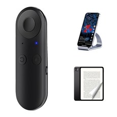 Tankicom TikTok 제스처 컨트롤이 있는 스크롤 링 - 블루투스 폰 리모컨 에어 마우스 전자책 페이지 터너 유튜브 및 인스타그램 호환 카메라 셔터 iOS 및, 블랙