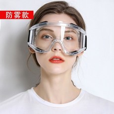 防護眼鏡 勞保 防飛濺 防風沙 電動車 摩托車 騎行 擋風鏡 防塵 防霧 護目鏡, 透明框防霧（不帶海綿）, 1個