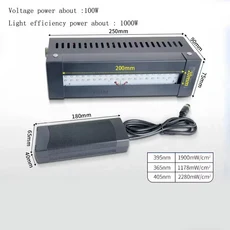 UV 경화 램프 365nm 385nm 395nm 405nm UV 조명기구 UV 접착제 잉크 잉크 페인트 스크린 인쇄 잉크젯 인쇄, 08 1000W, 02 AU, 02 395nm