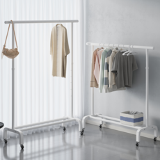 Unihome 튼튼한 높이조절 이동식 옷걸이 행거 28mm, 화이트
