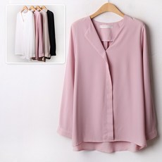 모노 랩카라 쉬폰 블라우스 210A761S 빅사이즈 여성