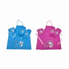 유아 주방앞치마세트 토시 두건 포함 분홍 파랑 앞치마토시두건