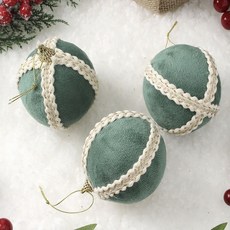 이로운 크리스마스 트리 장식볼 3p세트 8cm 로열라인 오너먼트 파티 데코 성탄절 가랜드 소품, 3개, 그린
