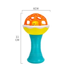 DFMEI 可水煮牙膠幼兒嬰幼兒寶寶手搖鈴磨牙棒安撫玩具響鈴0-3-6-12個月, 1個, 如圖, 單頭搖鈴【深色】