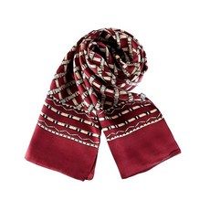 YangtzeStore 남성용 롱 샤르무즈 새틴 실크 스카프 마룬 체크 11 141402, 밤색