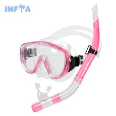인피아 멀티 피스 스노쿨링 마스크 프리다이빙 스노쿨링 세트, 아쿠아핑크