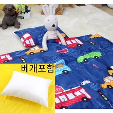 [KC인증] 아기 유아 어린이집 여름 순면 홑이불+베개 커버 세트, 1세트, 자동차+베개솜