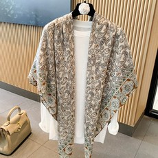 腰果花復古風大方巾 - 2026春夏新款絲巾 空調房護頸防曬披肩紗巾